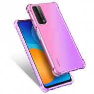 Four Corner Protective Cover Shock Absorption Color Gradient TPU Phone Cover Shell for Huawei P smart 2021/Y7a - Pink/Purple