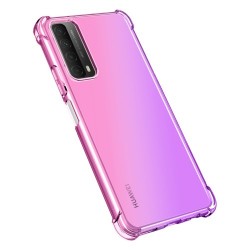 Four Corner Protective Cover Shock Absorption Color Gradient TPU Phone Cover Shell for Huawei P smart 2021/Y7a - Pink/Purple Four Corner Protective Cover Shock Absorption Color Gradient TPU Phone Cover Shell for Huawei P smart 2021/Y7a - Pink/Purple
