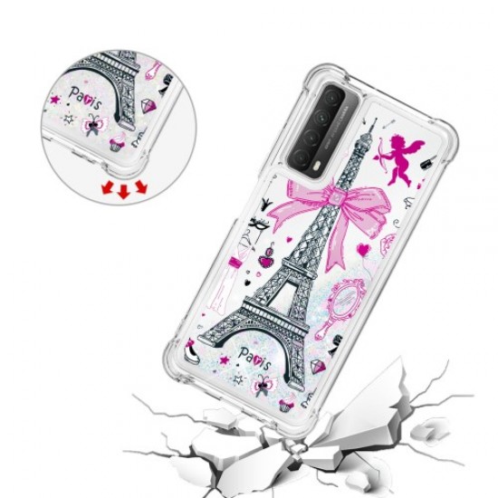 Patterned Quicksand Shockproof Protector for Huawei P smart 2021/Y7a TPU Cover - Tower Huawei Cases Mobile