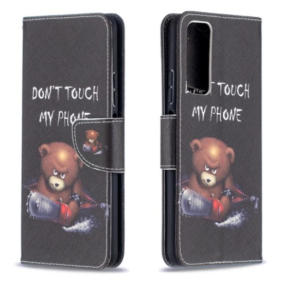 Pattern Printing Leather Stand Wallet Protective Shell for Huawei P smart 2021/Y7a - Bear Huawei Cases Mobile