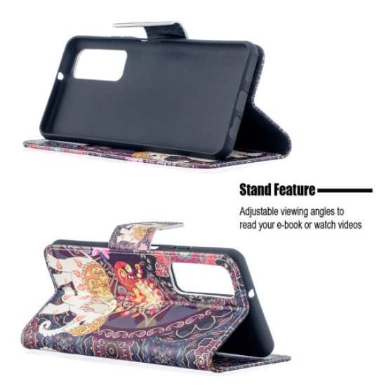 Pattern Printing Wallet Stand Flip Leather Phone Protective Shell for Huawei P smart 2021/Y7a - Elephant and Flower Huawei Cases Mobile
