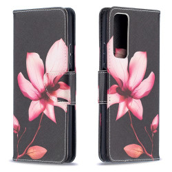 Pattern Printing Wallet Stand Flip Leather Phone Protective Shell for Huawei P smart 2021/Y7a - Pink Flower