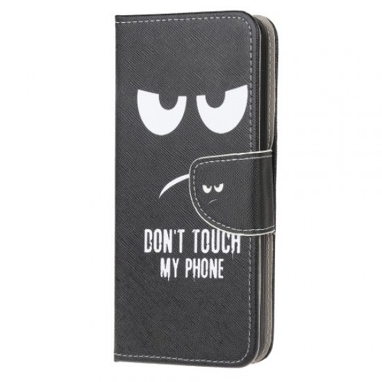 Cross Texture Pattern Printing Cover Wallet Leather Casing for Honor 9X Lite - Don't Touch My Phone Huawei Cases Mobile