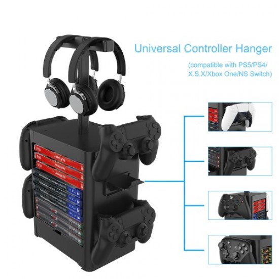 JYS-NS199 Game Accessories Game Disk Storage Rack Controller Organizer with Headphone Stand Fitness - Beauty