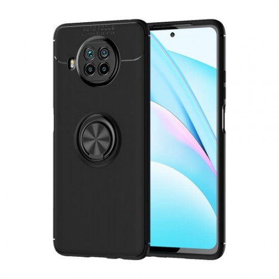 360 Degree Metal Ring Kickstand TPU Cover with Built-in Magnetic Sheet for Xiaomi Mi 10T Lite 5G/Redmi Note 9 Pro 5G - All Black XIAOMI Cases Mobile