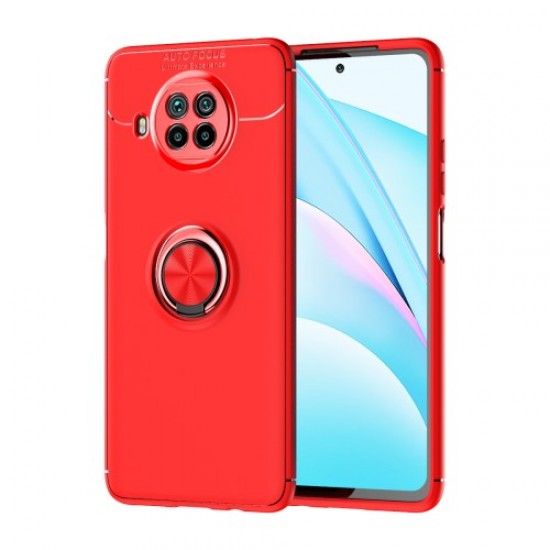 360 Degree Metal Ring Kickstand TPU Cover with Built-in Magnetic Sheet for Xiaomi Mi 10T Lite 5G/Redmi Note 9 Pro 5G - All Red XIAOMI Cases Mobile