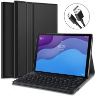 Leather Tablet Cover for Lenovo Tab M10 HD Gen 2 Detachable Bluetooth Keyboard [English] - Black