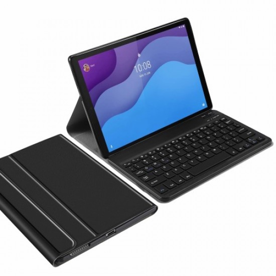 Leather Tablet Cover for Lenovo Tab M10 HD Gen 2 Detachable Bluetooth Keyboard [English] - Black Lenovo Cases Mobile Tablet