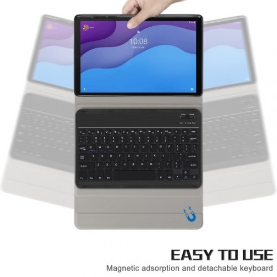 Leather Tablet Cover for Lenovo Tab M10 HD Gen 2 Detachable Bluetooth Keyboard [English] - Black Lenovo Cases Mobile Tablet