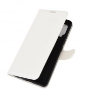 Litchi Texture Wallet Stand Leather Shell Protective Cover for Samsung Galaxy A42 5G - White
