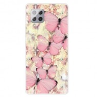 Pattern Printing TPU Cover for Samsung Galaxy A42 5G - Pink Butterfly