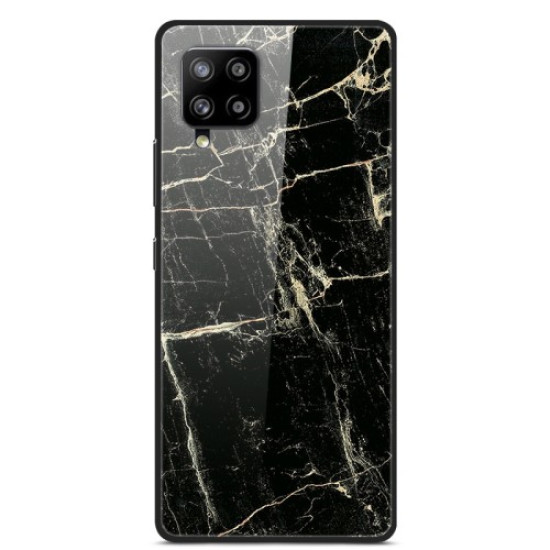 Fancy Style Printing Glass + PC + TPU Cover for Samsung Galaxy A42 5G Case - Black Marble Grain Samsung Cases Mobile