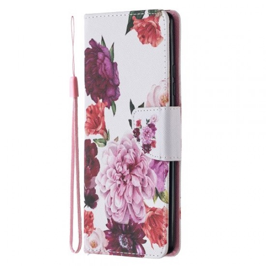 Pattern Printing Leather Cover Case for Samsung Galaxy A42 5G - Pink Flower Samsung Cases Mobile