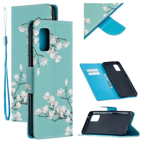 Pattern Printing Leather Cover Case for Samsung Galaxy A42 5G - White Flower Samsung Cases Mobile