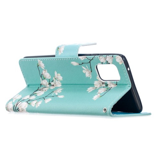 Pattern Printing Leather Cover Case for Samsung Galaxy A42 5G - White Flower Samsung Cases Mobile