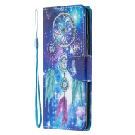 Pattern Printing Leather Cover Case for Samsung Galaxy A42 5G - Blue/Dream Catcher