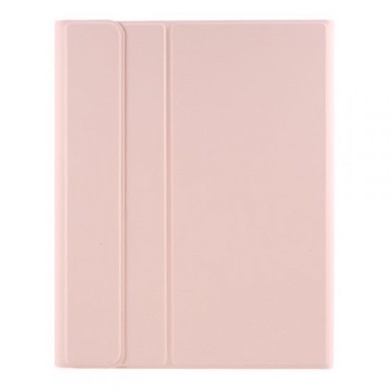 For iPad Air (2020) Bluetooth Wireless Keyboard Leather Case with Pen Slot - Pink Apple Cases Tablet