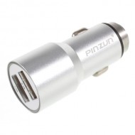 PINZUN CC-011 Dual USB Smart Car Charger with Safety Hammer - Silver