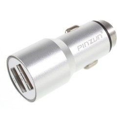 PINZUN CC-011 Dual USB Smart Car Charger with Safety Hammer - Silver PINZUN CC-011 Dual USB Smart Car Charger with Safety Hammer - Silver