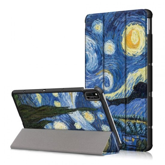 Pattern Printing PU Leather Tri-fold Stand Tablet Case for Honor V6 5G 10.4/Huawei MatePad 10.4 - Painting Pattern Huawei Tablets Case