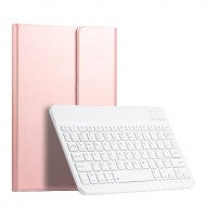 Δερμάτινη Θήκη Βιβλίο με Ασύρματο Πληκτρολόγιο για Huawei MatePad 10.4 (2020) - Ροζέ Χρυσαφί