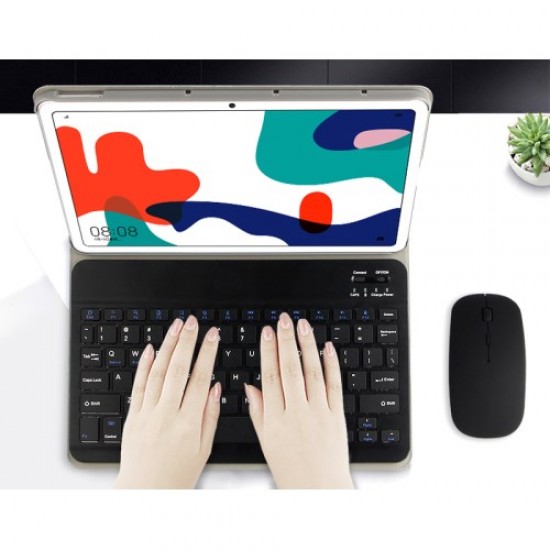 Δερμάτινη Θήκη Βιβλίο με Ασύρματο Πληκτρολόγιο για Huawei MatePad 10.4 (2020) - Μαύρο Huawei Θήκες Tablet