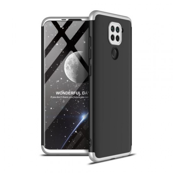 GKK Detachable 3-Piece Matte Hard PC Shell for Xiaomi Redmi Note 9 - Silver / Black XIAOMI Cases Mobile