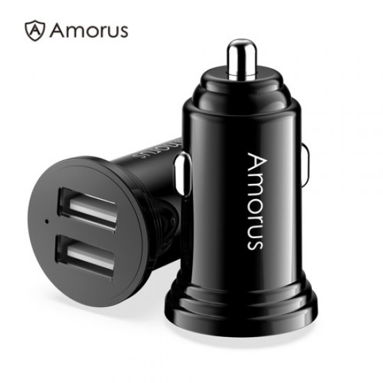 AMORUS CC-56 Dual USB 3,4A Fast Charging Car Charger Adapter for iPhone Samsung Huawei etc, - Black Cables Adapters & Chargers