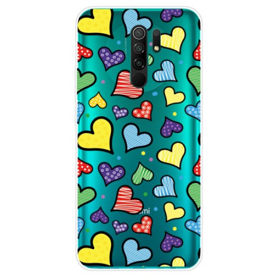 Pattern Printing TPU Protective Cover for Xiaomi Redmi 9 - Love Hearts XIAOMI Cases Mobile