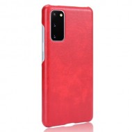 Litchi Skin Leather Coated Hard PC Case for Samsung Galaxy S20 Lite/S20 Fan Edition - Red