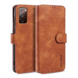 DG,MING Retro Style Leather Wallet Stand Phone Cover for Galaxy S20 FE/Fan Edition/S20 FE 5G/Fan Edition 5G -Brown