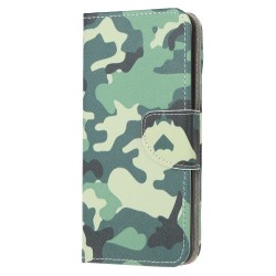 Cross Texture Patterned Flip Leather Shell Wallet Stand Phone Cover for Samsung Galaxy A31 - Camouflage
