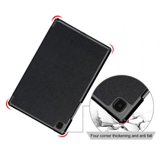 Tri-fold Stand Leather Smart Cover for Samsung Galaxy Tab A7 (2020) T500 T505 T507 - Black Samsung Cases Mobile Tablet