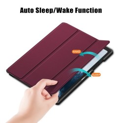 Δερμάτινη Θήκη Βιβλίο Tri-Fold με Βάση Στήριξης για Samsung Galaxy Tab A7 (2020) T500 T505 T507 - Κόκκινο του Κρασιού