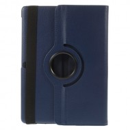 Litchi Grain for Samsung Galaxy Tab S 10.5 T800 Smart Leather Rotary Stand Case - Dark Blue