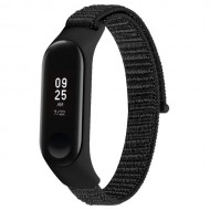 Nylon Velcro Υφασμάτινο Μπρασελέ για Xiaomi Mi Band 4 / Band 3 - Μαύρο