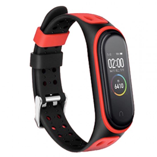 Bi-color Silicone Watch Band Replacement Strap for Xiaomi Mi Band 5 - Black/Red Gadgets - Toys - Hobby
