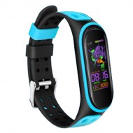 Bi-color Silicone Watch Band Replacement Strap for Xiaomi Mi Band 5 - Black/Blue
