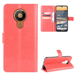 Crazy Horse Texture Leather Wallet Phone Case for Nokia 5.3 - Red