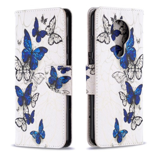 Pattern Printing Leather Wallet Case for Nokia 5.3 - Blue Butterflies Nokia Cases Tablet