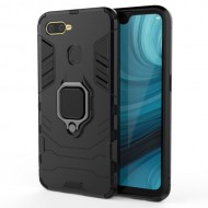 Cool Guard PC + TPU Hybrid Phone Case with Kickstand for Oppo A7/A12 - Black