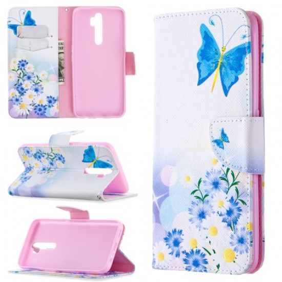 Printing Skin Shell Leather Phone Cover for Oppo A5 (2020)/A9 (2020)/A11x - Butterfly and Daisy Oppo Realme Cases Mobile