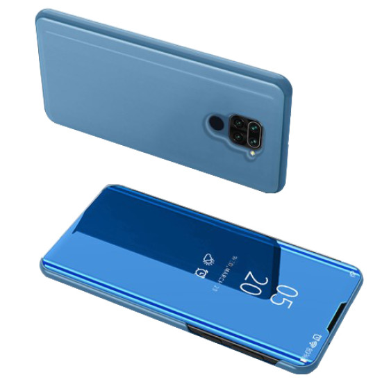 View Window Plated Mirror Surface Leather Case for Xiaomi Redmi Note 9/Redmi 10X 4G - Baby Blue XIAOMI Cases Mobile