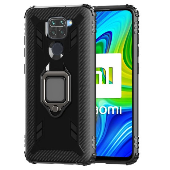 Protective Finger Ring Kickstand TPU Cell Phone Shell for Xiaomi Redmi Note 9/10X 4G - Black XIAOMI Cases Mobile
