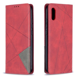 Geometric Pattern Leather with Card Slots Shell for Xiaomi Redmi 9A - Red