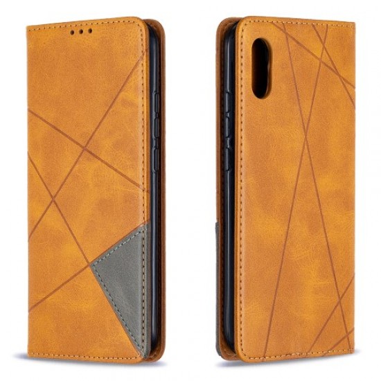 Geometric Pattern Leather with Card Slots Shell for Xiaomi Redmi 9A - Brown XIAOMI Cases Mobile