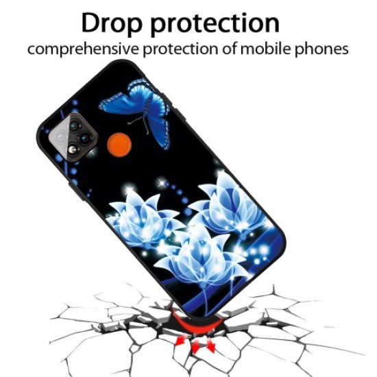 Pattern Printing TPU Shell Case Cover for Xiaomi Redmi 9C - Blue Flower XIAOMI Cases Mobile