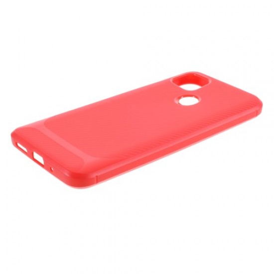 Carbon Fiber Texture Soft TPU Phone Cover for Xiaomi Redmi 9C - Red XIAOMI Cases Mobile
