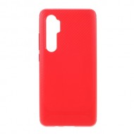 Carbon Fiber Texture TPU Phone Shell for Xiaomi Mi Note 10 Lite - Red
