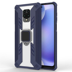 Υβριδική Θήκη Σιλικόνης και Πλαστικού με Δαχτυλίδι που Κάνει Βάση Στήριξης για Xiaomi Redmi Note 9 Pro / Note 9S - Σκούρο Μπλε